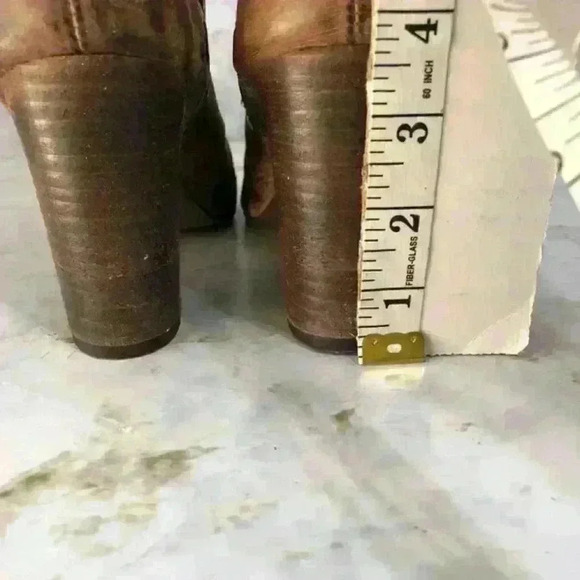 Diba True Women's Sz 7 Shoes Brown Leather Lace Up Zip Distressed Ankle Boots - Picture 13 of 13